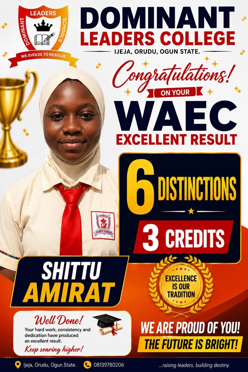 Shittu Amirat - WAEC result, 6 Distinctions, 3 Credits