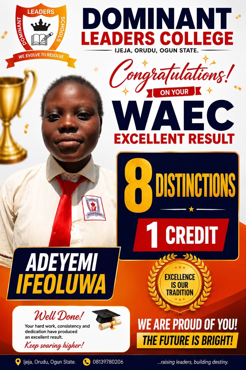 Adeyemi Ifeoluwa - WAEC result, 8 Distinctions, 1 Credit