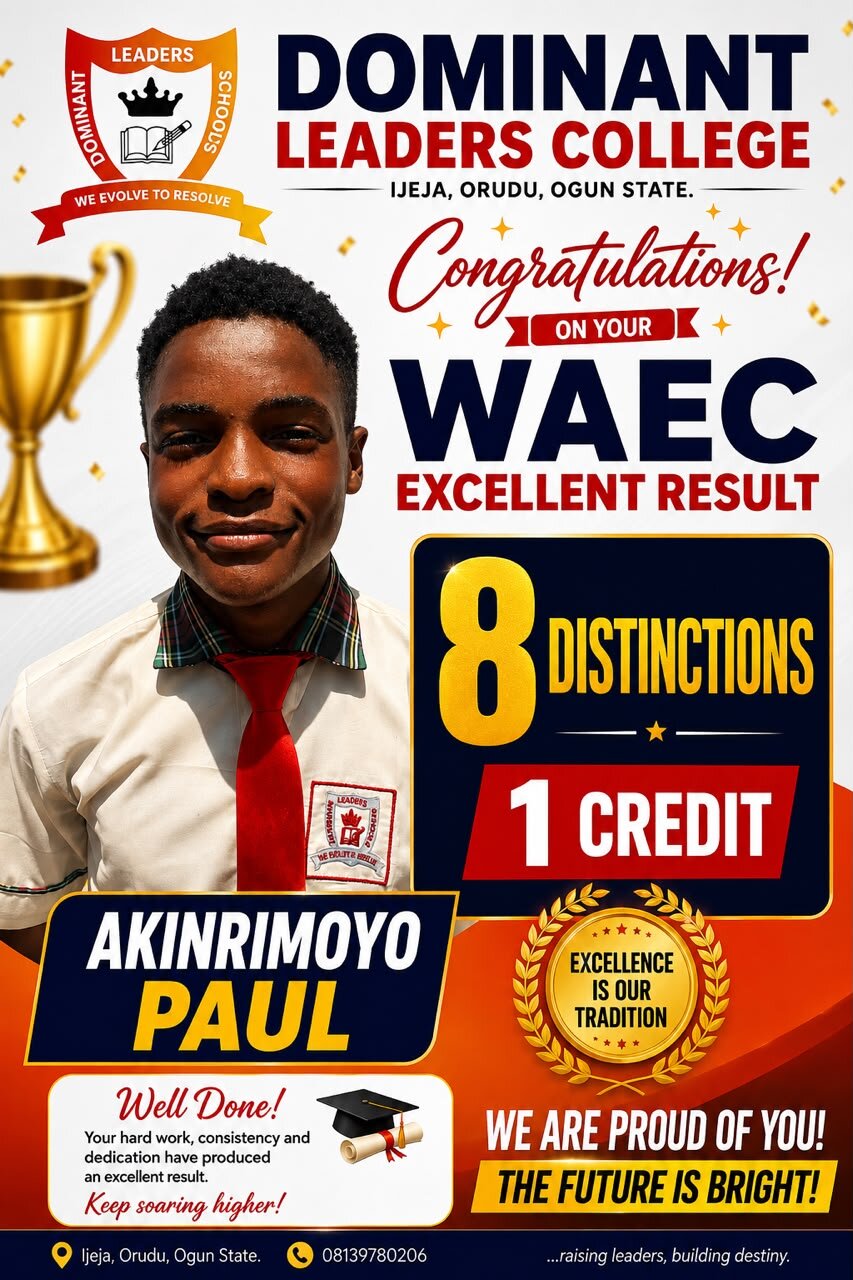 Akinrimoyo Paul - WAEC result, 8 Distinctions, 1 Credit